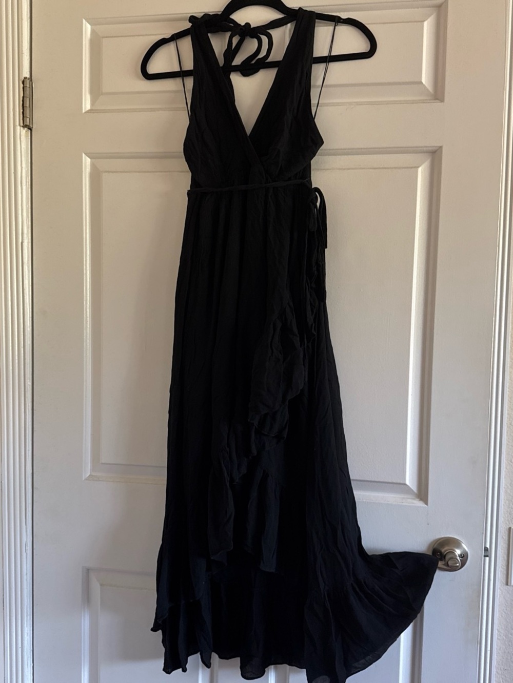Mustard Seed Black Halter Neck Maxi Dress